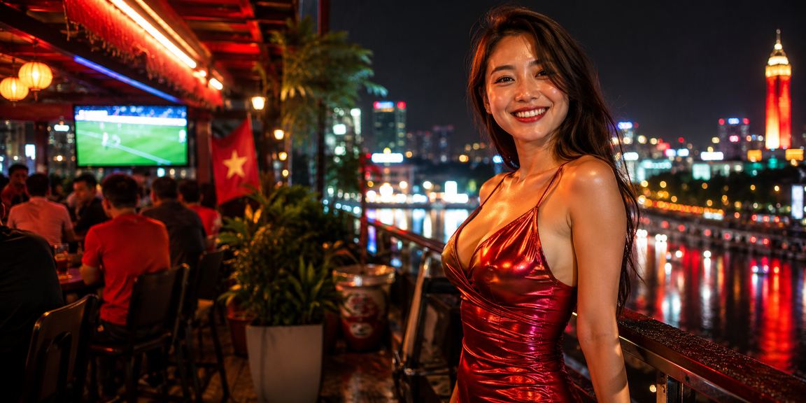 Hình ảnh cá cược bóng đá tại Hà Nội với ánh đèn neon sôi động